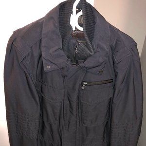 Black & Brown Winter Jacket, Dark Blue, Large